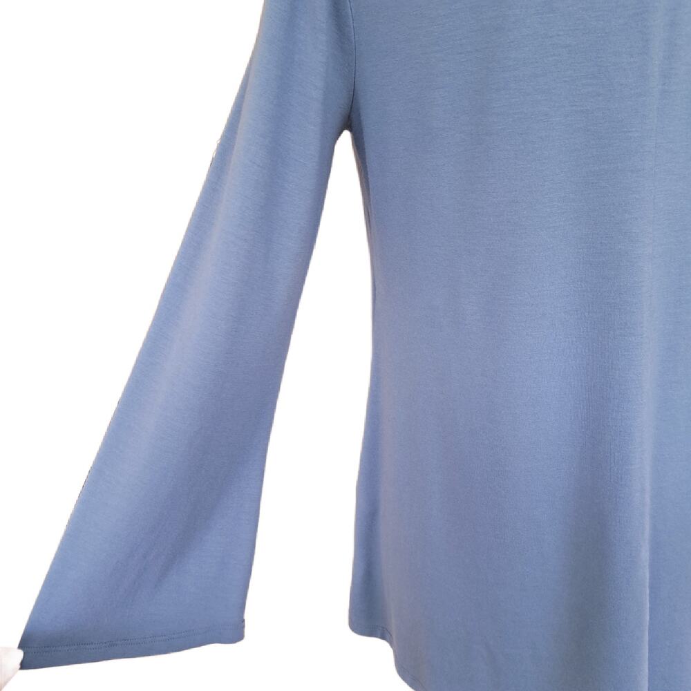 EILEEN FISHER Slate Blue V-neck Tunic Top Size Small Long Sleeve Tencel - Picture 8 of 8
